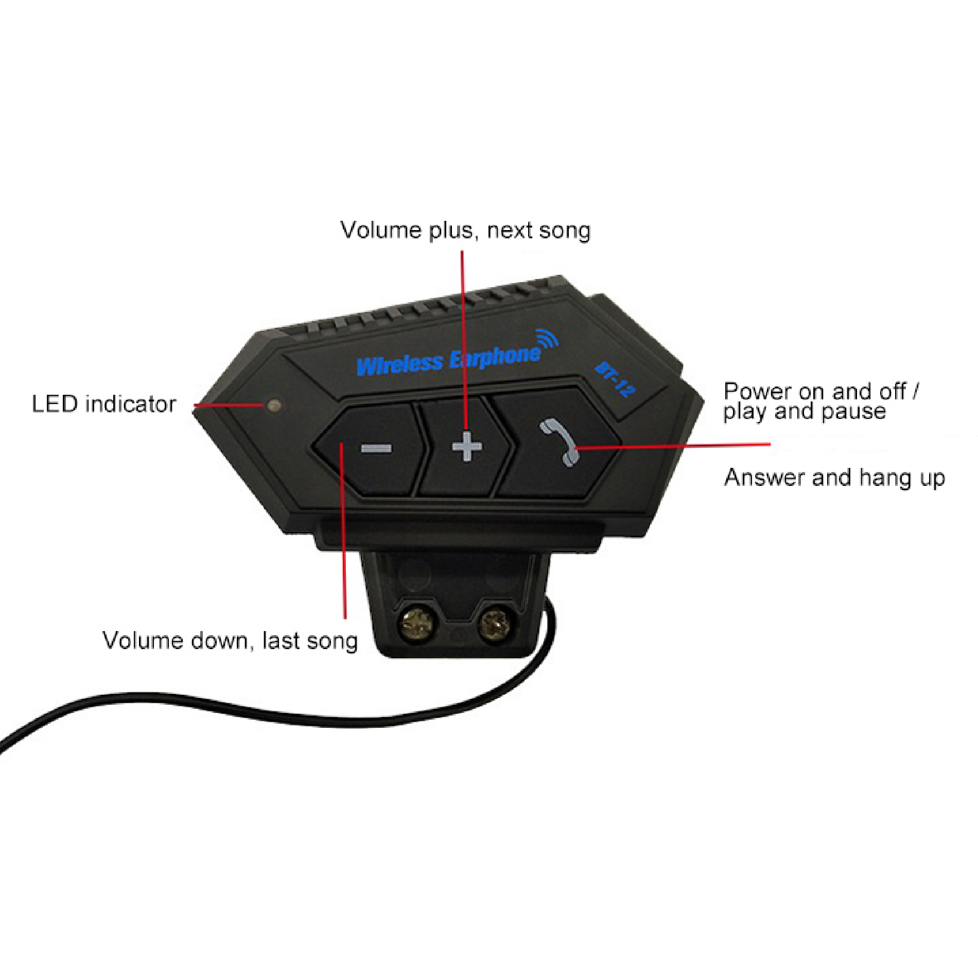 Intercomunicador De Casco Bt12 Auricular