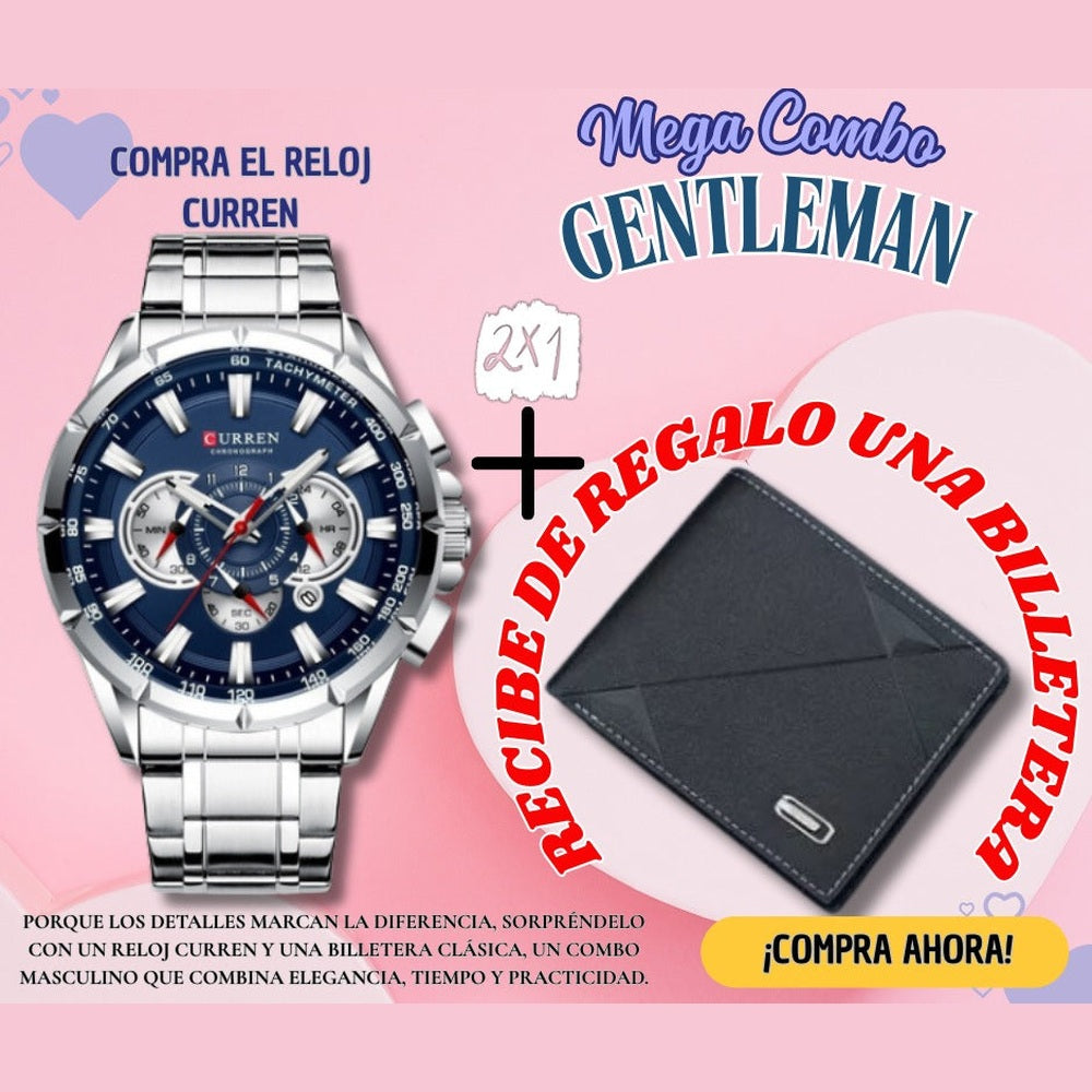 COMBO MES RELOJ CURREN 8363 + BILLETERA