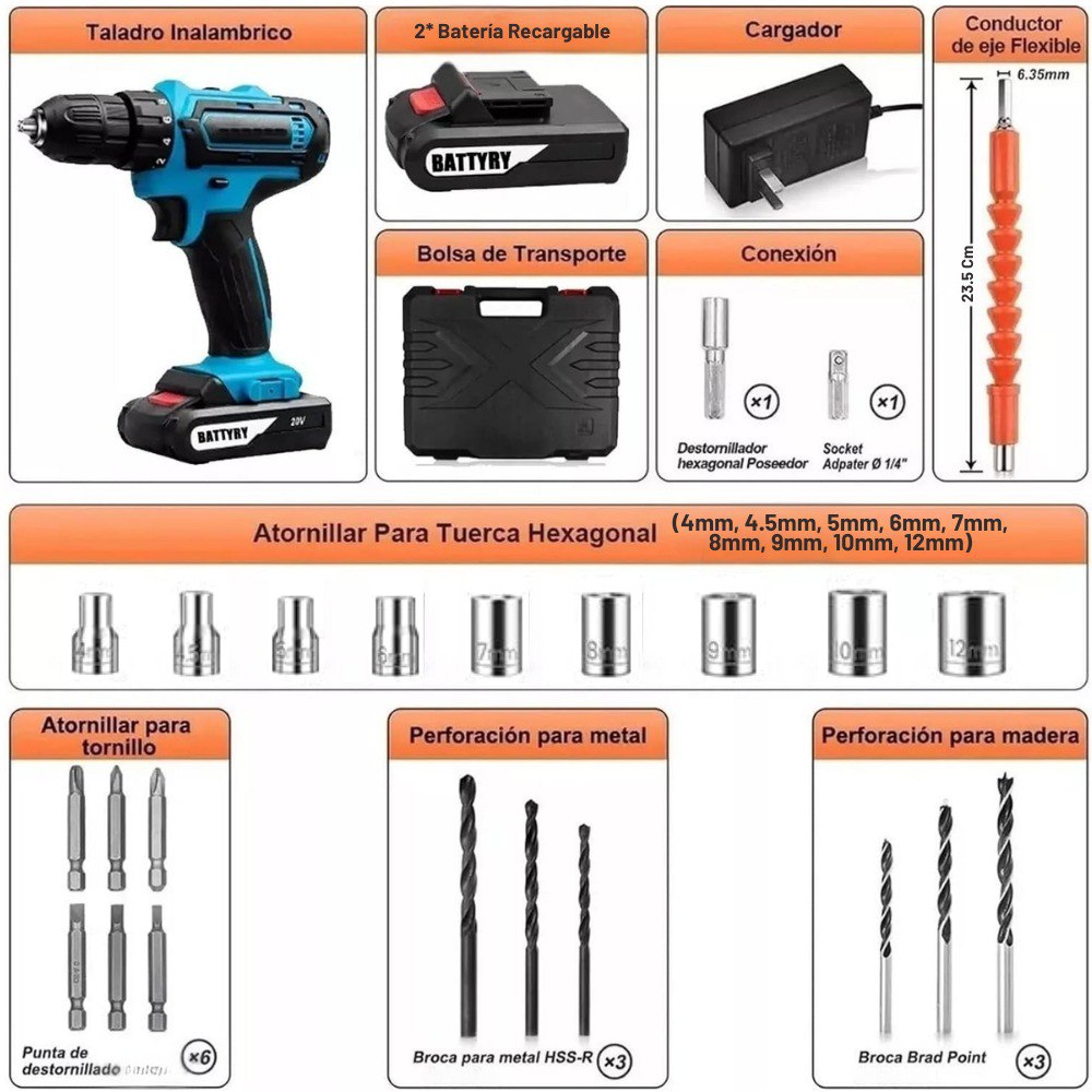 Taladro Destornillador Inalambrico Elect