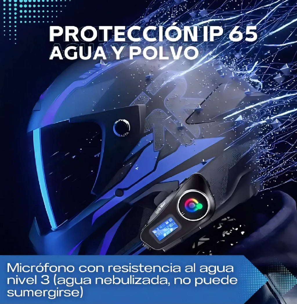 INTERCOMUNICADOR PARA MOTO Q58 Max Negro Bluetooth 5.3 IP65 25h Autonomía